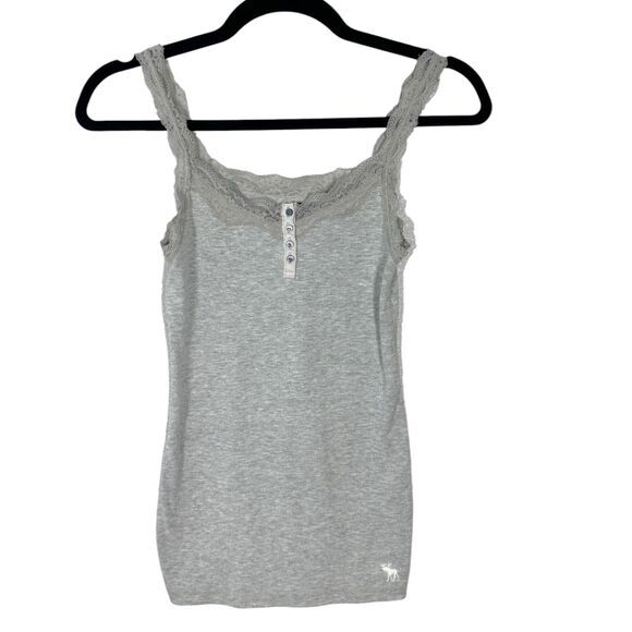 Abercrombie & Fitch Vintage Grey Lace Henley Tank Top Small ASO Elena Gilbert - Picture 1 of 6